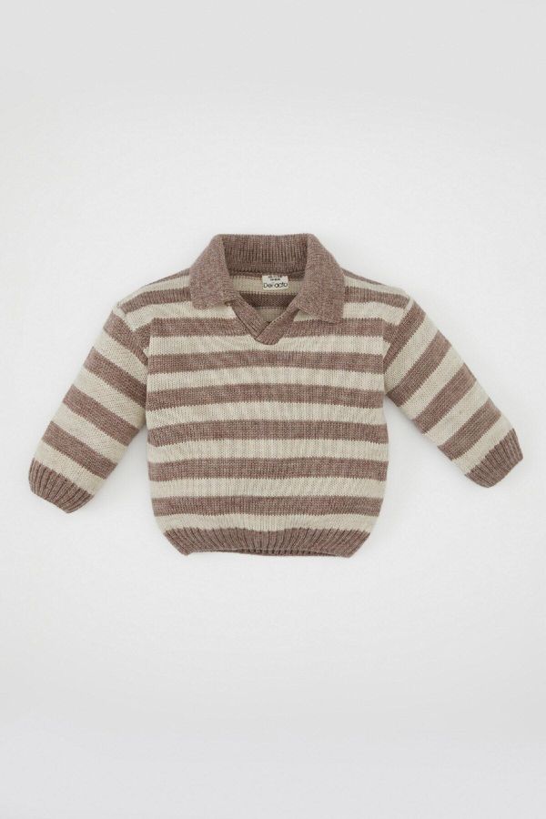 DEFACTO DEFACTO Baby Boy Polo Collar Striped Knitwear Sweater