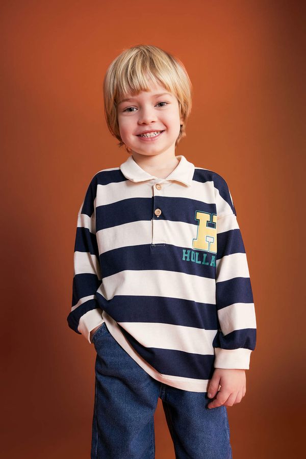 DEFACTO DEFACTO Baby Boy Polo Neck Striped Sweatshirt