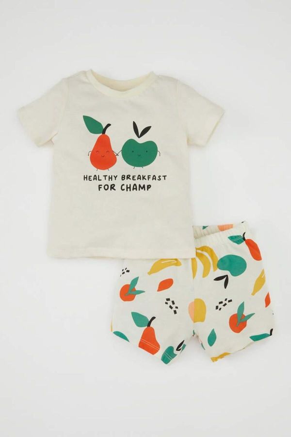 DEFACTO DEFACTO Baby Boy Printed Short Sleeve Combed Cotton Pajama Set