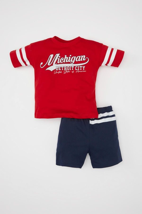 DEFACTO DEFACTO Baby Boy Printed Short Sleeve T-Shirt Shorts 2-Piece Set