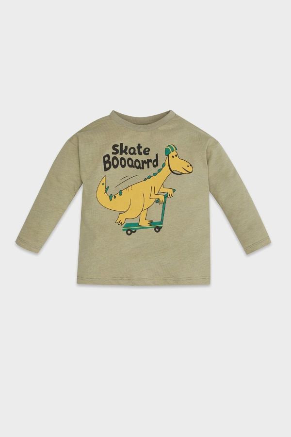 DEFACTO DEFACTO Baby Boy Regular Fit Crew Neck Dinosaur Printed Long Sleeve T-Shirt D5794A5Ns