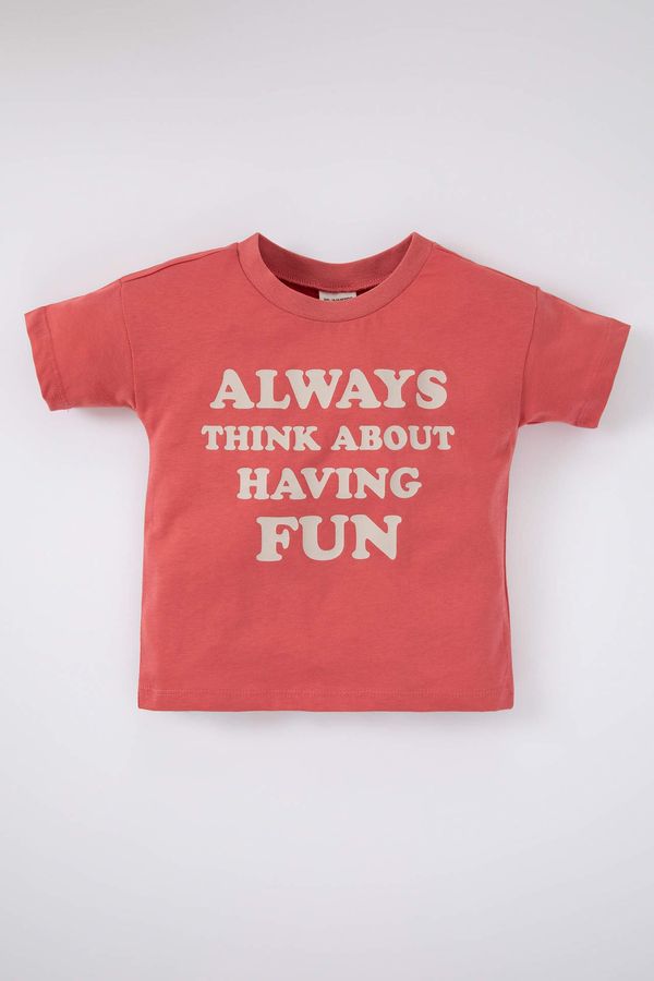 DEFACTO DEFACTO Baby Boy Regular Fit Slogan Printed Short Sleeve T-Shirt
