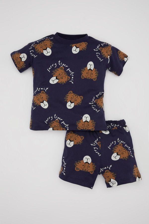 DEFACTO DEFACTO Baby Boy Tiger Printed Short Sleeve T-Shirt Shorts 2-Piece Set