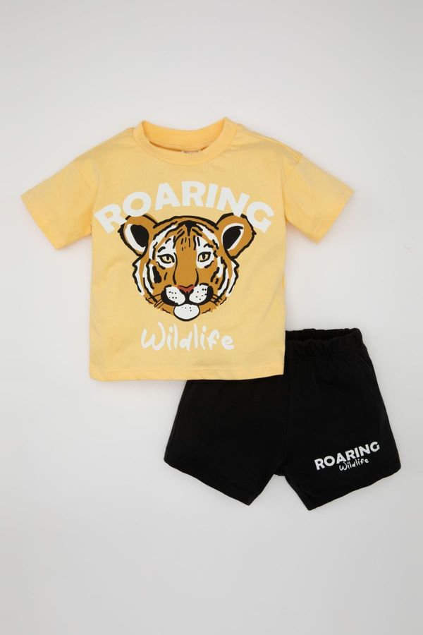 DEFACTO DEFACTO Baby Boy Tiger Printed Short Sleeve T-Shirt Shorts 2-Piece Set