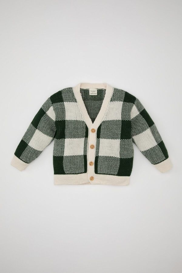 DEFACTO DEFACTO Baby Boy V-Neck Checked Cardigan