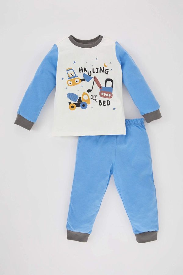 DEFACTO DEFACTO Baby Boy Vehicle Printed Long Sleeve 2-Piece Pajama Set