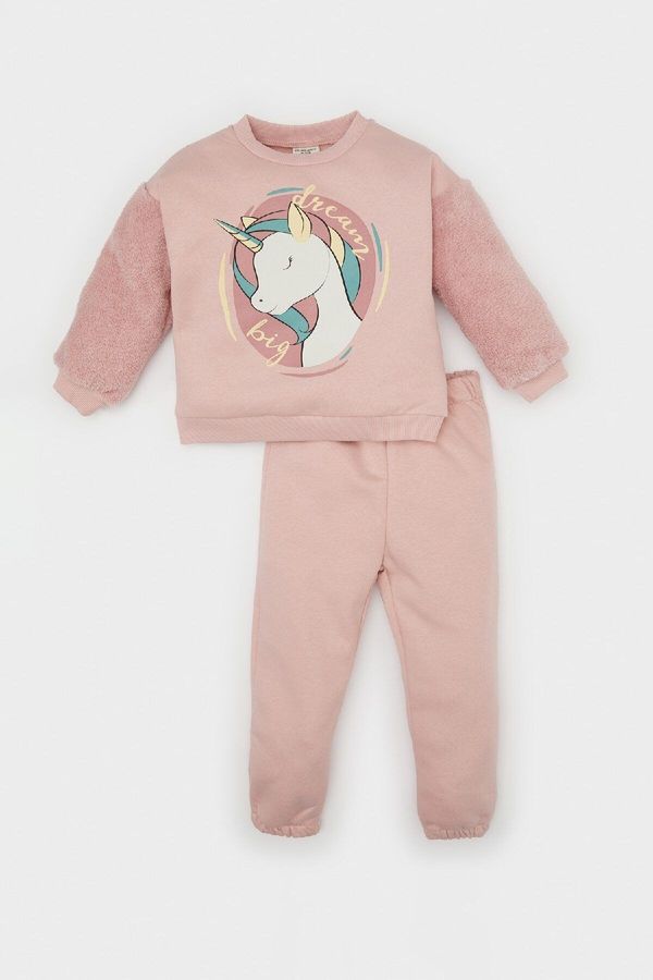 DEFACTO DEFACTO Baby Girl 2-Piece Set Unicorn Printed Crew Neck Sweatshirt Sweatpants