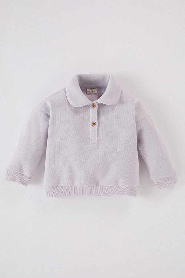 DEFACTO DEFACTO Baby Girl Baby Collar Buttoned Soft Furry Sweatshirt