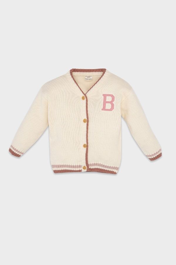 DEFACTO DEFACTO Baby Girl Basic V Neck Button Closure Knitwear Cardigan