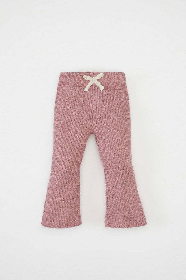 DEFACTO DEFACTO Baby Girl Bell-bottom Pocket Bow Waffle Leggings