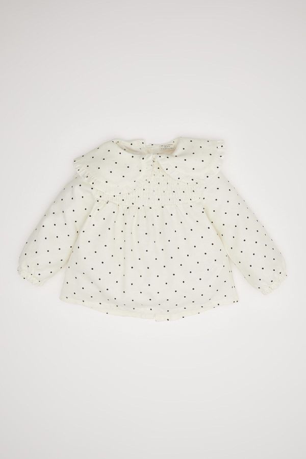 DEFACTO DEFACTO Baby Girl Big Lapel Polka Dot Twill Long Sleeve Shirt