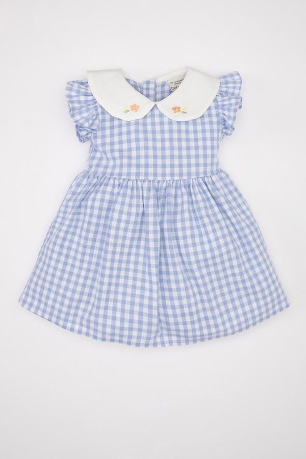 DEFACTO DEFACTO Baby Girl Checkered Short Sleeve Poplin Dress