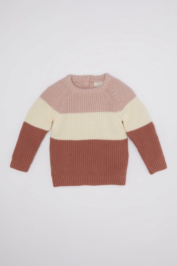 DEFACTO DEFACTO Baby Girl Color Blocked Crew Neck Knitwear Sweater