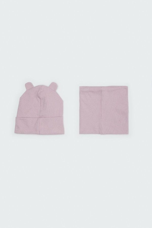 DEFACTO DEFACTO Baby Girl Corduroy Beret and Neck Collar 2-Piece Set