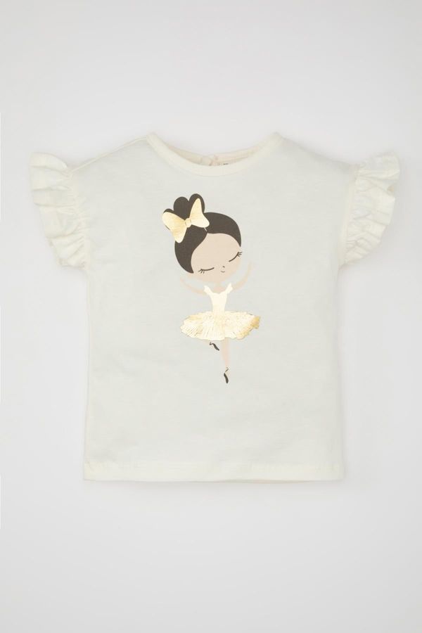 DEFACTO DEFACTO Baby Girl Crew Neck Ballerina Printed Short Sleeve T-Shirt