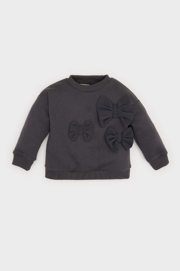 DEFACTO DEFACTO Baby Girl Crew Neck Bow Sweatshirt