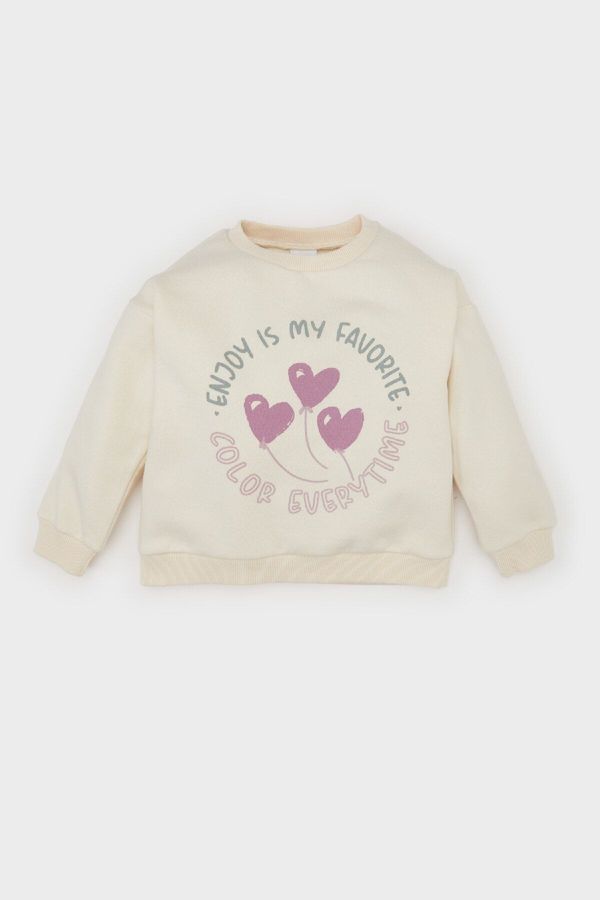 DEFACTO DEFACTO Baby Girl Crew Neck Printed Sweatshirt