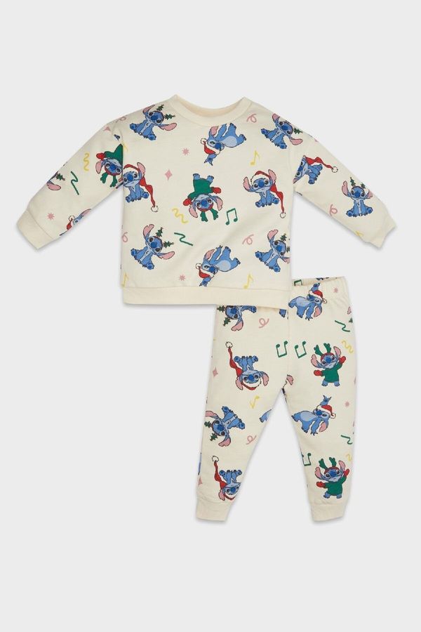 DEFACTO DEFACTO Baby Girl Disney Lilo & Stitch Thin Sweatshirt Tracksuit Bottom 2-Piece Set