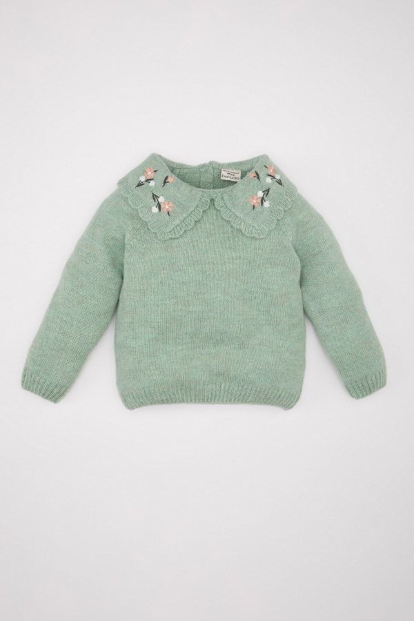 DEFACTO DEFACTO Baby Girl Floral Big Collar Sweater