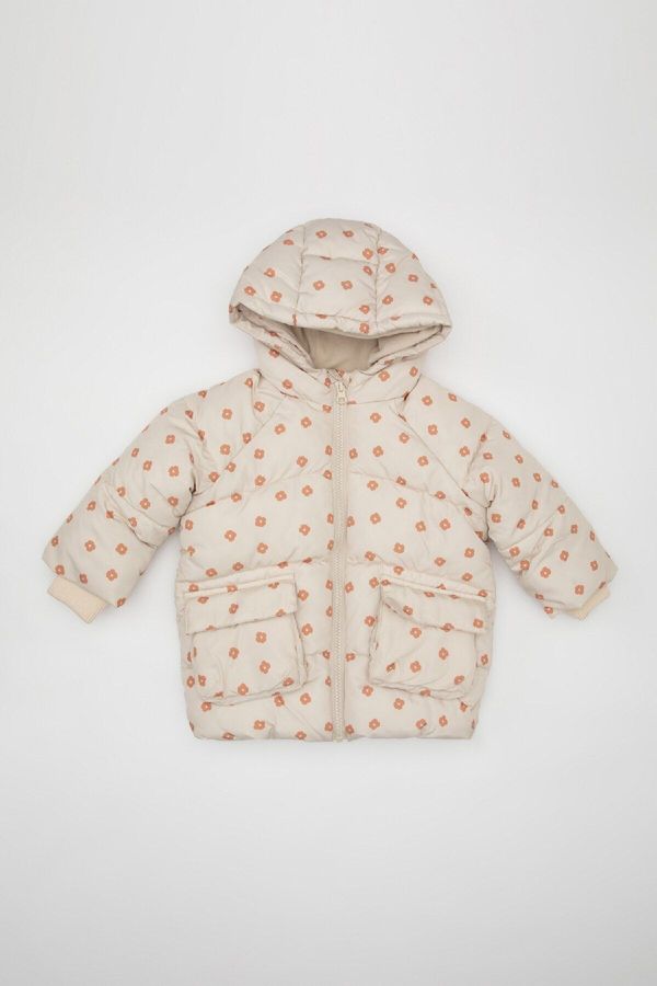 DEFACTO DEFACTO Baby Girl Floral Hooded Puffer Jacket