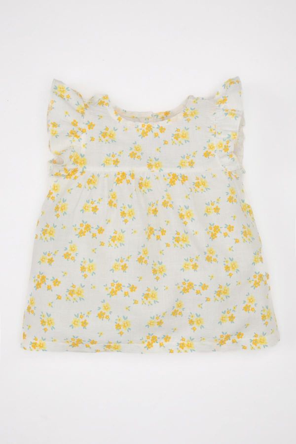 DEFACTO DEFACTO Baby Girl Floral Linen Look Sleeveless Shirt