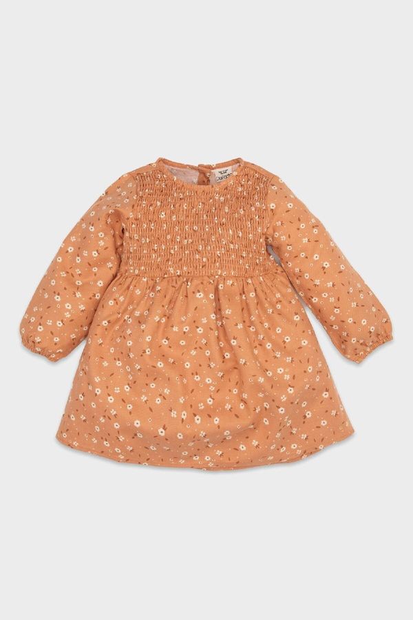 DEFACTO DEFACTO Baby Girl Floral Long Sleeve Button Down Twill Dress