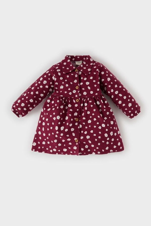 DEFACTO DEFACTO Baby Girl Floral Long Sleeve Flannel Dress