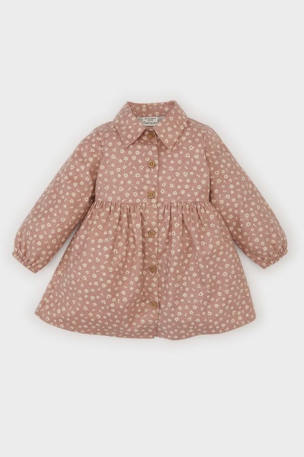 DEFACTO DEFACTO Baby Girl Floral Long Sleeve Flannel Dress