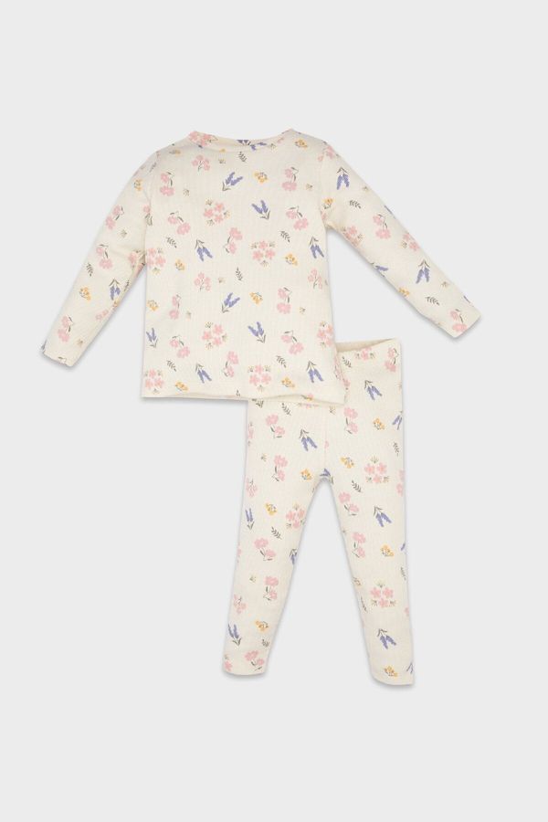 DEFACTO DEFACTO Baby Girl Floral Long Sleeve Ribbed Camisole Pajama Set