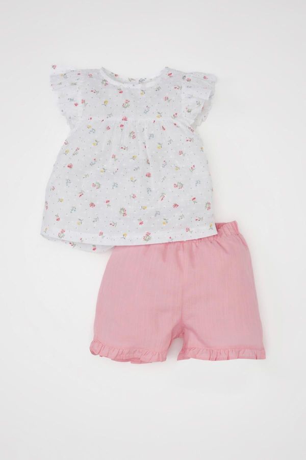 DEFACTO DEFACTO Baby Girl Floral Short Sleeve Blouse Shorts 2 Piece Set