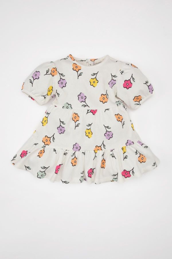 DEFACTO DEFACTO Baby Girl Floral Short Sleeve Waffle Dress