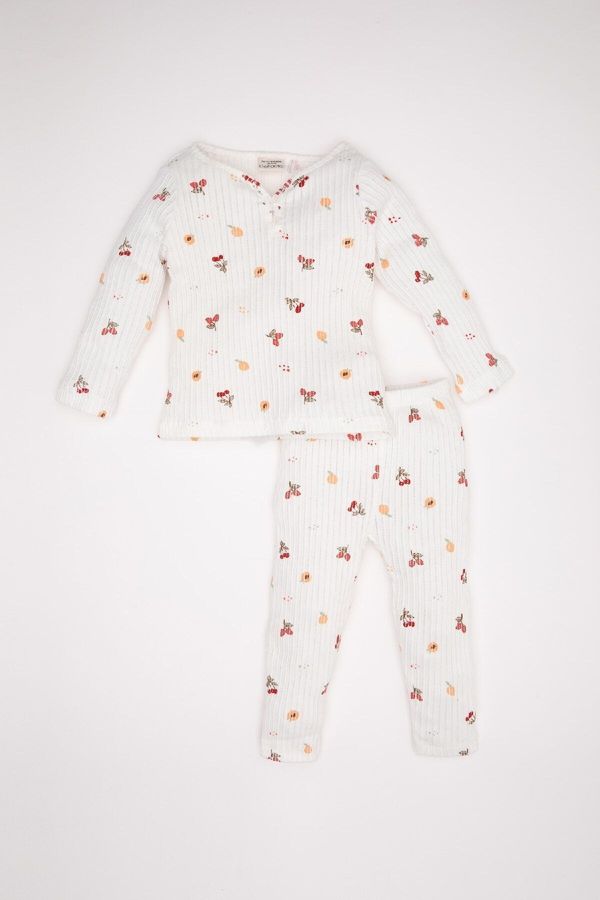 DEFACTO DEFACTO Baby Girl Fruit Patterned Long Sleeve Top Long Bottom Pajama Set