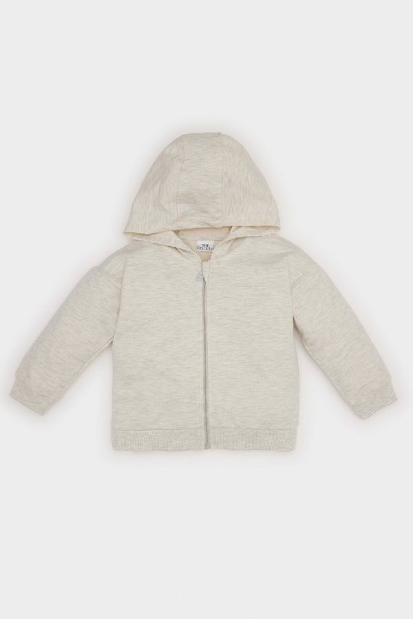 DEFACTO DEFACTO Baby Girl Hooded Basic Plain Zipper Sweatshirt