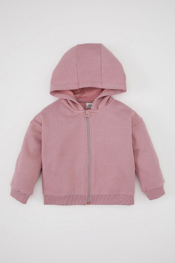 DEFACTO DEFACTO Baby Girl Hooded Thick Soft Furry Sweatshirt Cardigan