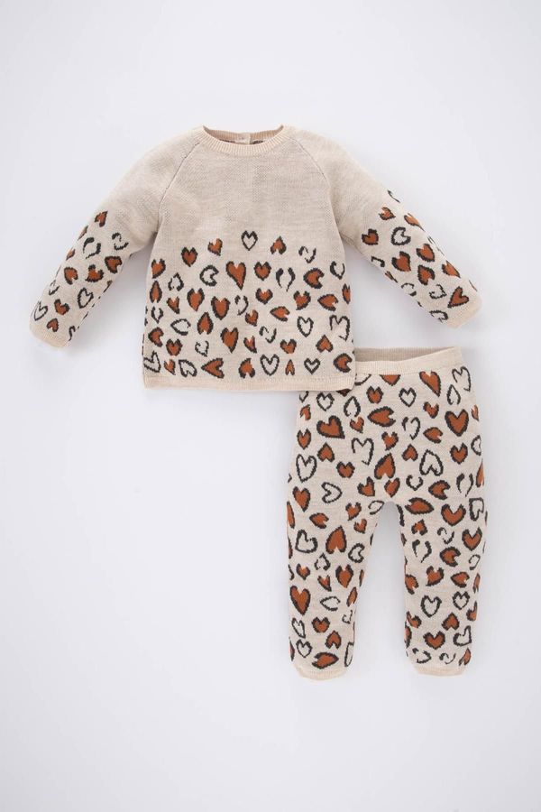 DEFACTO DEFACTO Baby Girl Leopard Pattern Sweater Bottom 2-Pack Set