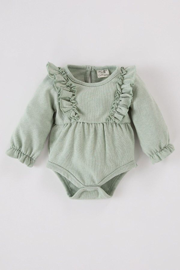 DEFACTO DEFACTO Baby Girl Newborn Crew Neck Knitwear Look Long Sleeve Snap Bodysuit