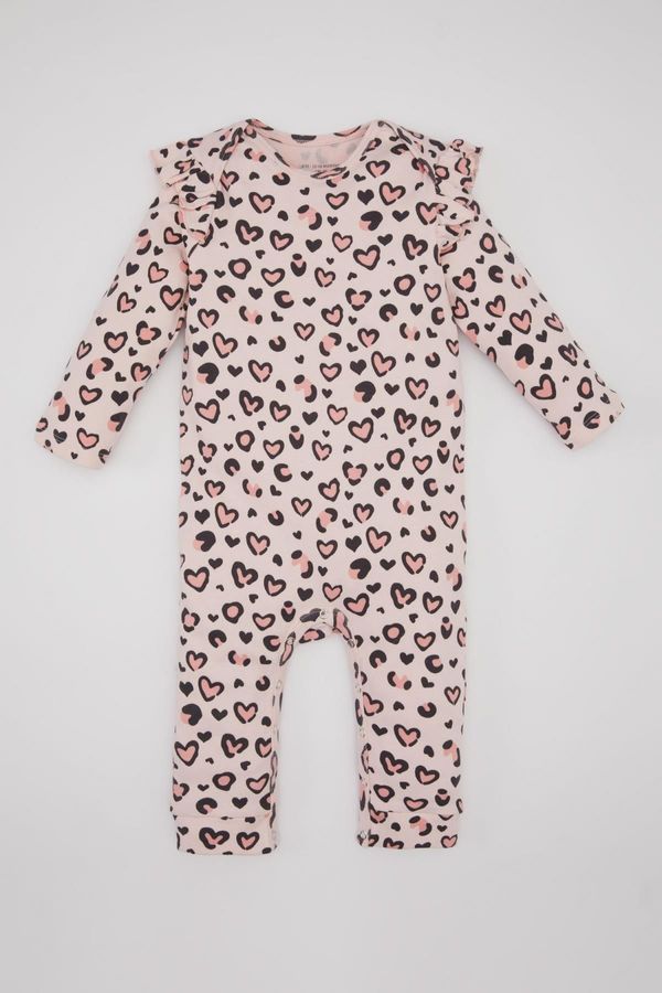 DEFACTO DEFACTO Baby Girl Newborn Leopard Patterned Long Sleeve Jumpsuit