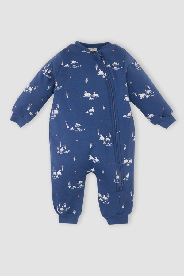 DEFACTO DEFACTO Baby Girl Newborn Zippered 2.5 Tog Fiber Animal Patterned Combed Cotton Long Sleeve Jumpsuit