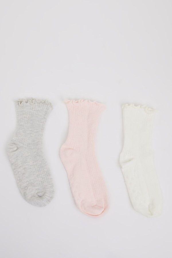 DEFACTO DEFACTO Baby Girl Non-Slip Sole 3-Pack Cotton Long Socks