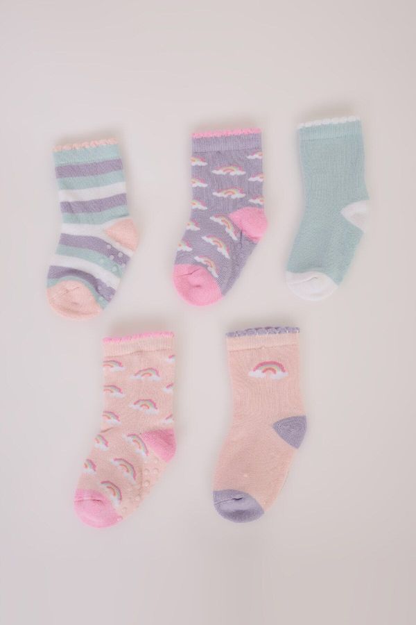 DEFACTO DEFACTO Baby Girl Non-Slip Sole 5-Pack Cotton Long Socks