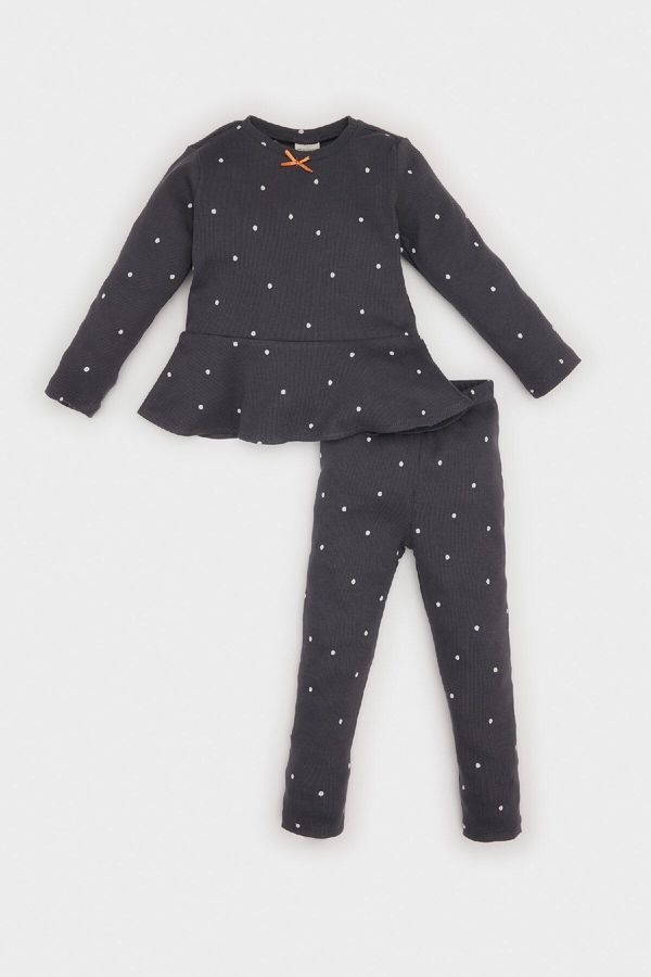 DEFACTO DEFACTO Baby Girl Pajama Set Polka Dot Long Sleeve Ribbed Camisole Top Long Bottom