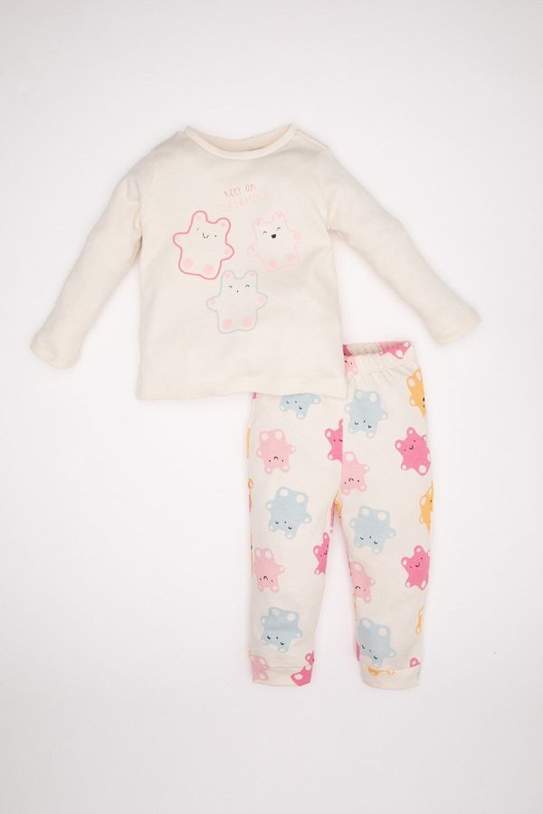 DEFACTO DEFACTO Baby Girl Pajama Set Printed Long Sleeve Top Long Bottom