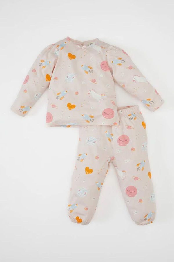 DEFACTO DEFACTO Baby Girl Patterned Combed Cotton Long Sleeve Pajama Set