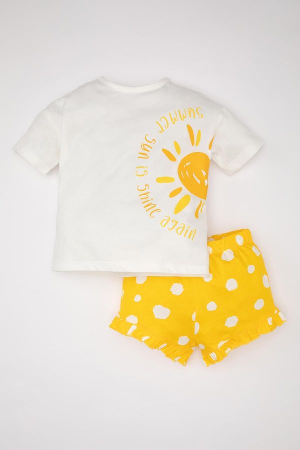 DEFACTO DEFACTO Baby Girl Printed Short Sleeve T-Shirt Shorts 2 Piece Set