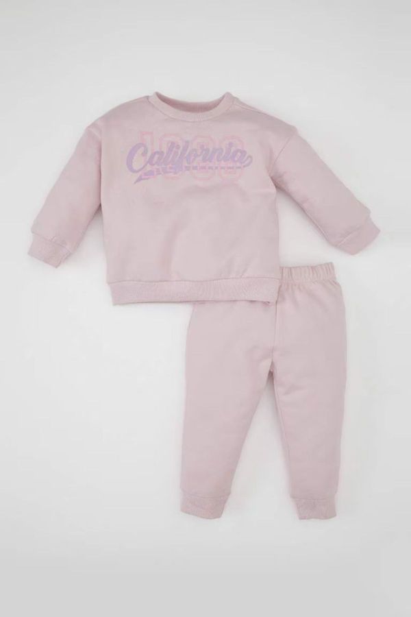 DEFACTO DEFACTO Baby Girl Printed Sweatshirt Tracksuit Bottom 2-Piece Set