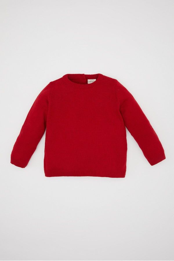 DEFACTO DEFACTO Baby Girl Red Pink Crew Neck Basic Plain Knitwear Sweater X8187a224au