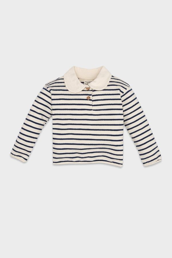 DEFACTO DEFACTO Baby Girl Regular Fit Baby Collar Buttoned Soft Furry Striped Sweatshirt