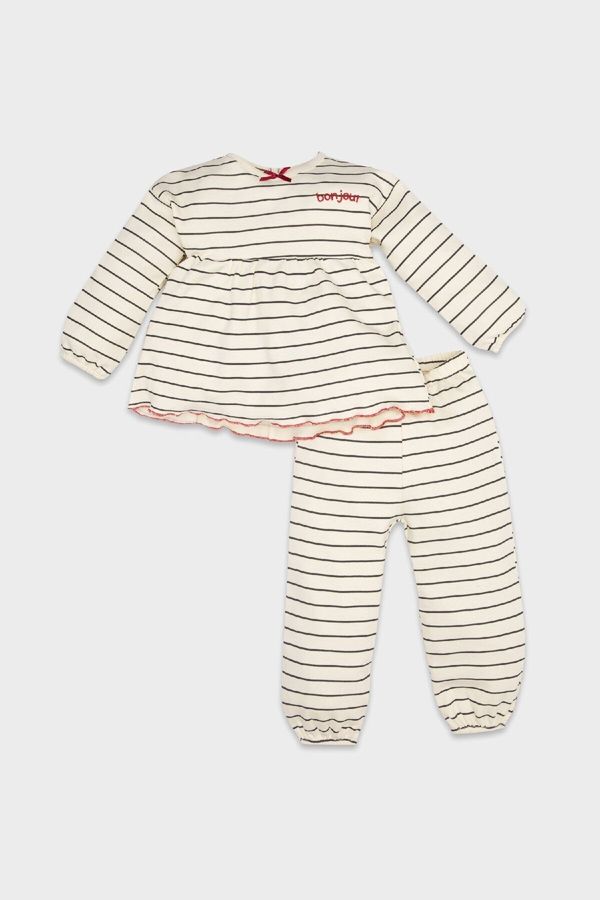 DEFACTO DEFACTO Baby Girl Striped Long Sleeve Top Long Bottom Pajama Set