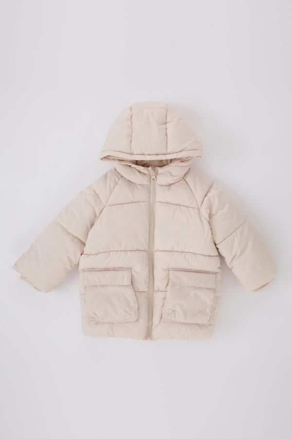 DEFACTO DEFACTO Baby Girl Waterproof Hooded Puffer Jacket