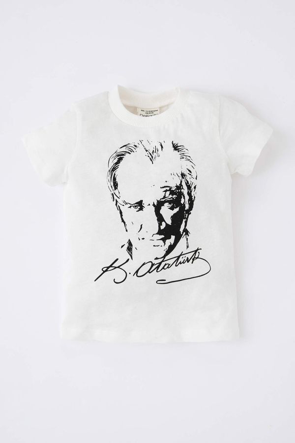 DEFACTO DEFACTO Baby Girls Crew Neck Atatürk Printed Short Sleeved T-Shirt